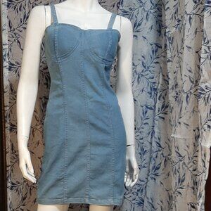 NWT Retrod Denim Cotton Blend Bodycon Mini Dress Size XS